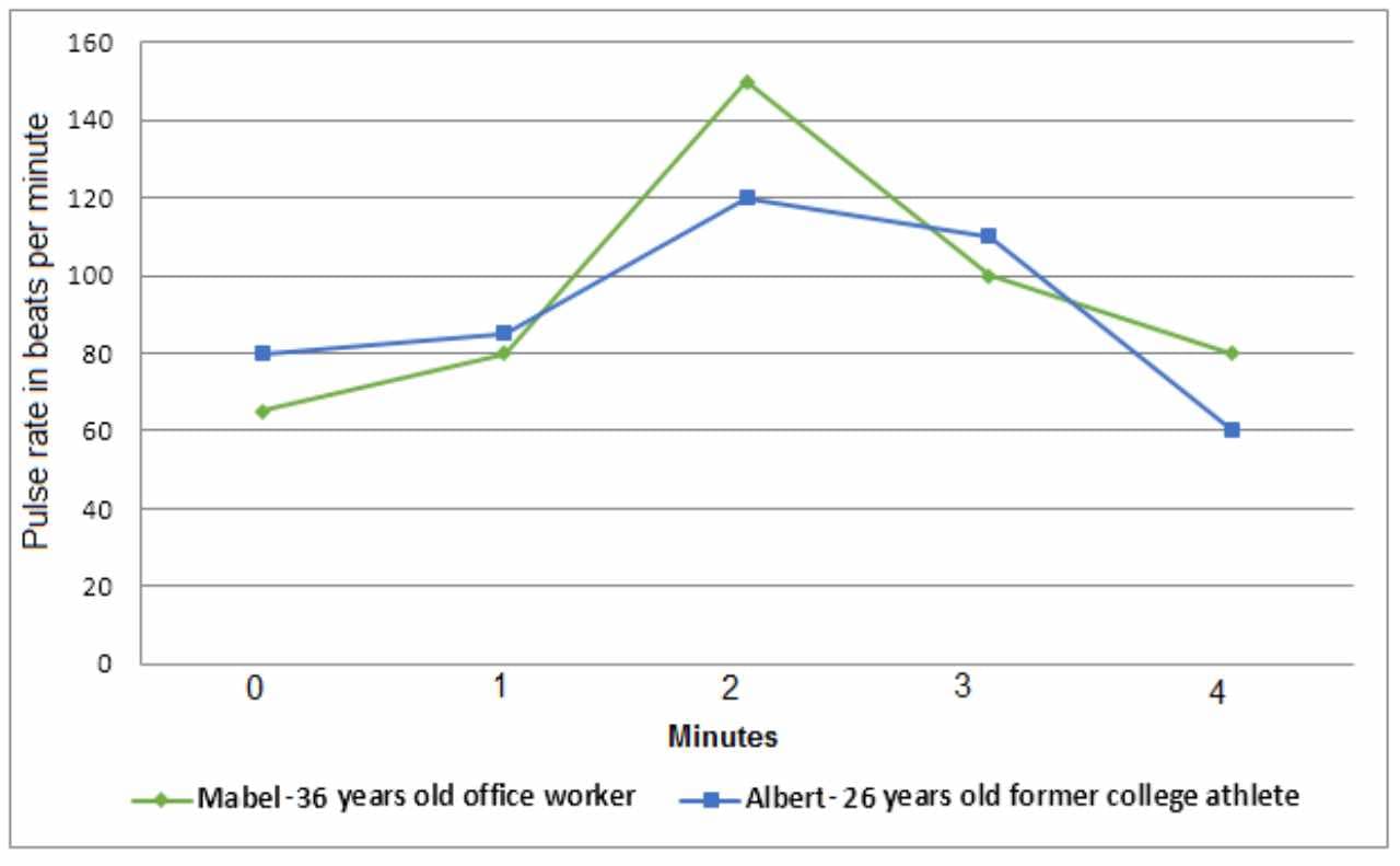 Pulse Rate Changes of Two Individuals Over Four Minutes
