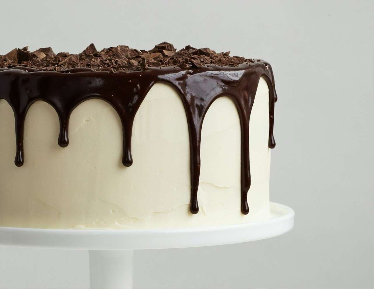 white-cake-with-chocolate-syrup-on-white-ceramic-plate