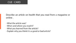 Ielts speaking Describe an article on health that you read from a magazine or online