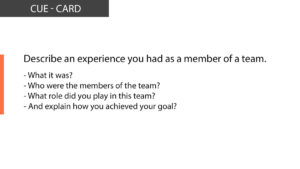 An experience you had as a member of a team