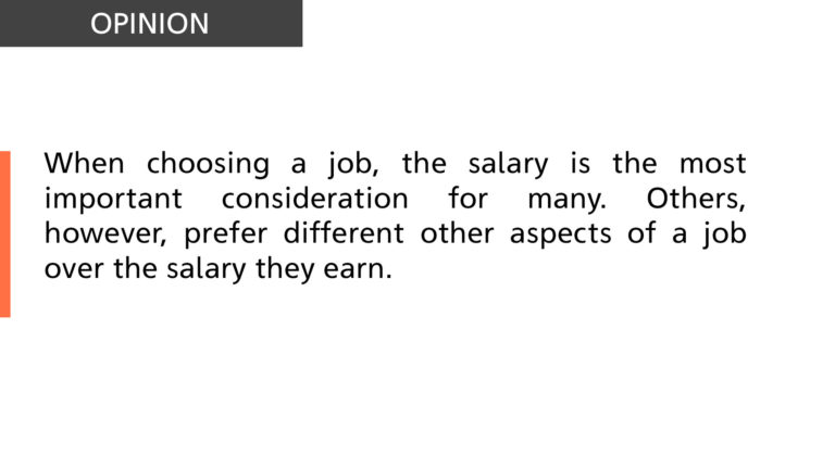 salary is the most important consideration