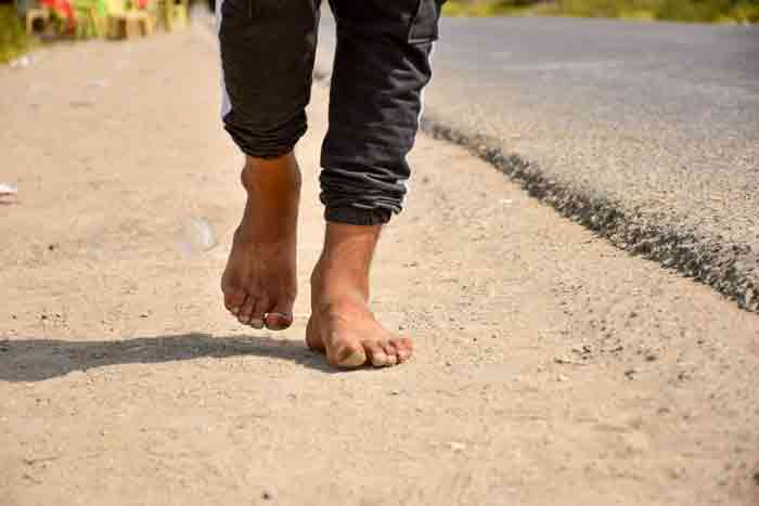 Describe a time when you had to walk barefoot